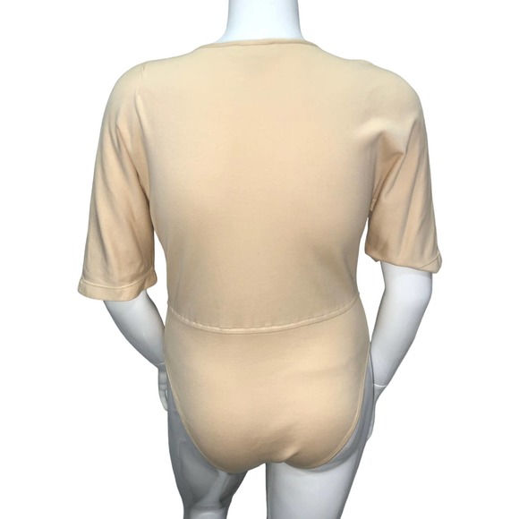 Donna Karan Womens Size M Beige Bodysuit Boxy Vintage Basic - Picture 7 of 12